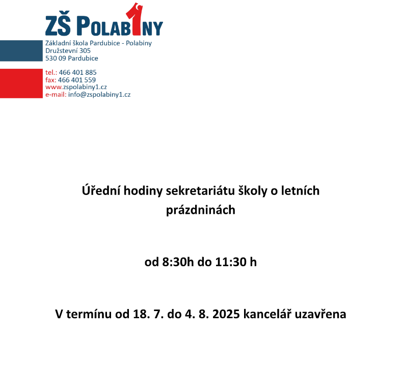 Úřední hodiny o prázdninách